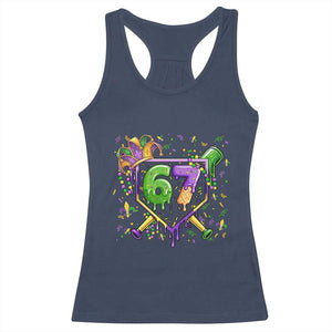 Funny Baseball Mardi Gras 67 Ice Cream Drip Racerback Tank Top Six Seven Meme Carnival TS11 Navy Print Your Wear