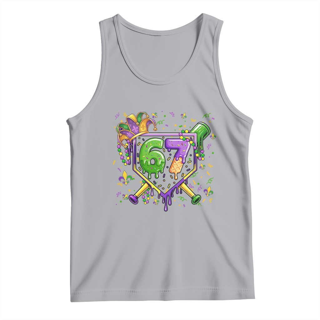 Funny Baseball Mardi Gras 67 Ice Cream Drip Tank Top Six Seven Meme Carnival TS11 Athletic Heather Print Your Wear