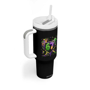Funny Baseball Mardi Gras 67 Ice Cream Drip Tumbler With Handle Six Seven Meme Carnival TS11 Print Your Wear