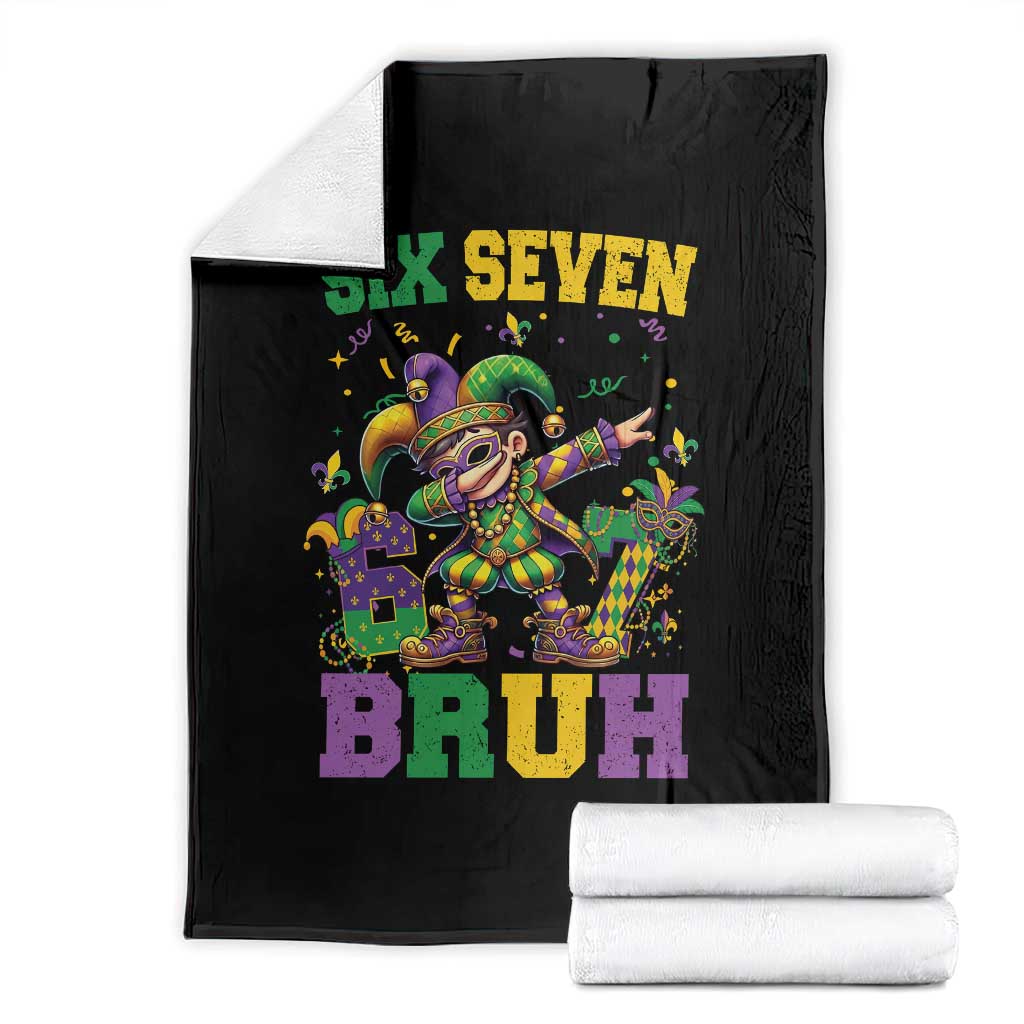 Funny 67 Mardi Gras Throw Blanket Six Seven Bruh Dabbing Jester TS11 Black Print Your Wear