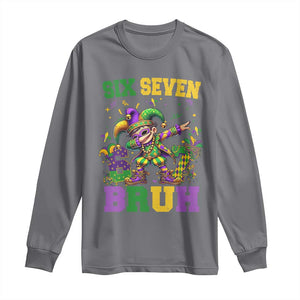 Funny 67 Mardi Gras Long Sleeve Shirt Six Seven Bruh Dabbing Jester TS11 Charcoal Print Your Wear
