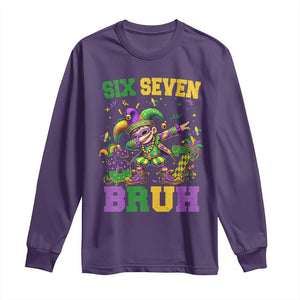 Funny 67 Mardi Gras Long Sleeve Shirt Six Seven Bruh Dabbing Jester TS11 Purple Print Your Wear