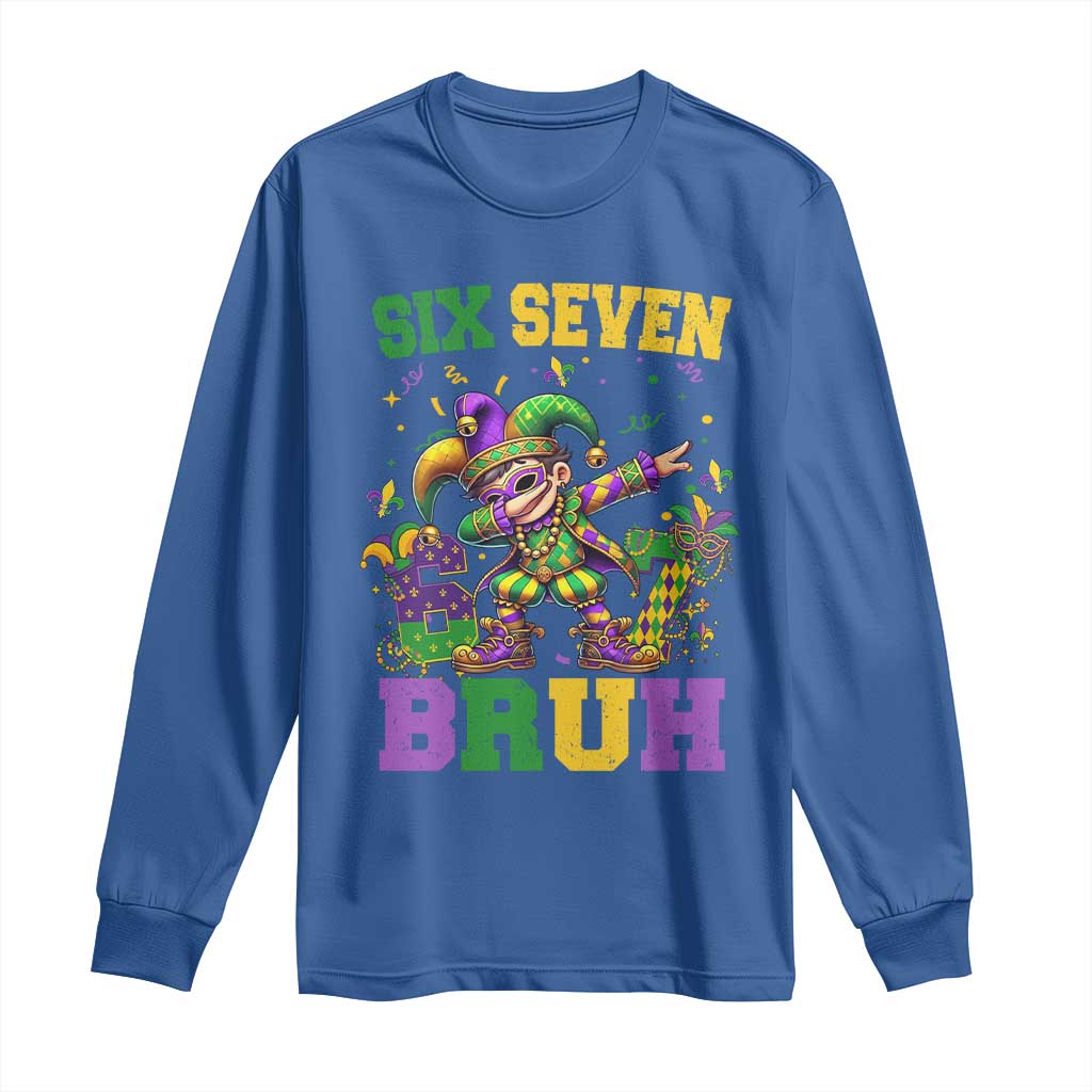 Funny 67 Mardi Gras Long Sleeve Shirt Six Seven Bruh Dabbing Jester TS11 Royal Blue Print Your Wear