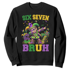 Funny 67 Mardi Gras Sweatshirt Six Seven Bruh Dabbing Jester TS11 Black Print Your Wear