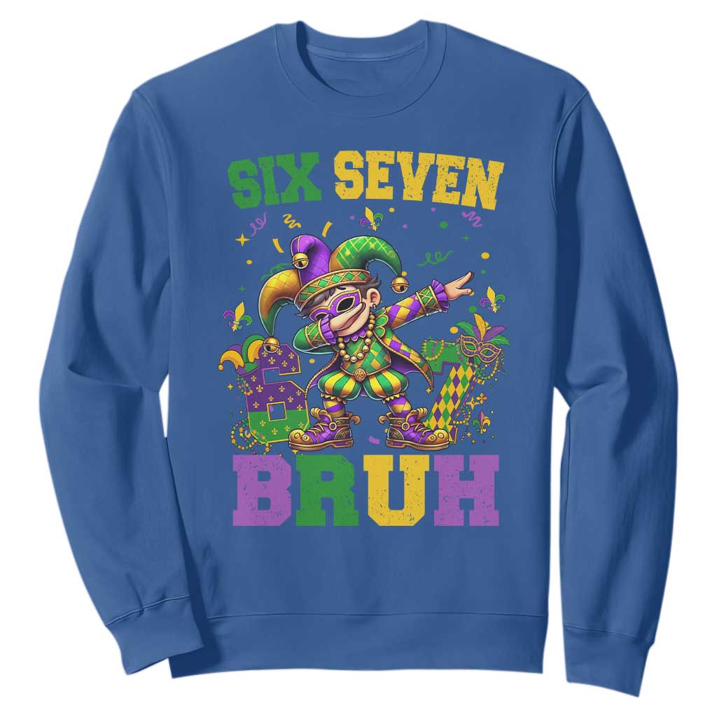 Funny 67 Mardi Gras Sweatshirt Six Seven Bruh Dabbing Jester TS11 Royal Blue Print Your Wear