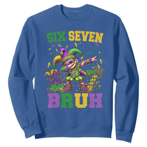 Funny 67 Mardi Gras Sweatshirt Six Seven Bruh Dabbing Jester TS11 Royal Blue Print Your Wear
