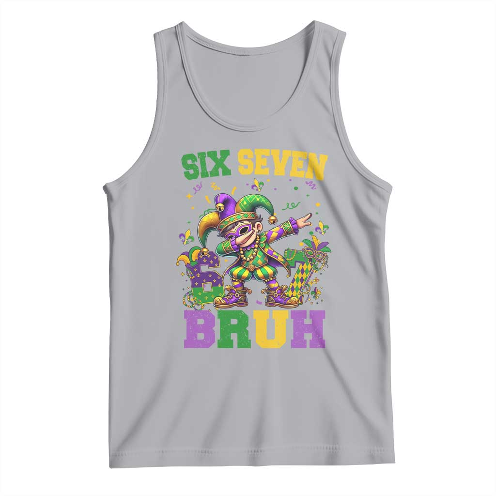 Funny 67 Mardi Gras Tank Top Six Seven Bruh Dabbing Jester TS11 Athletic Heather Print Your Wear