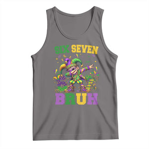 Funny 67 Mardi Gras Tank Top Six Seven Bruh Dabbing Jester TS11 Deep Heather Print Your Wear