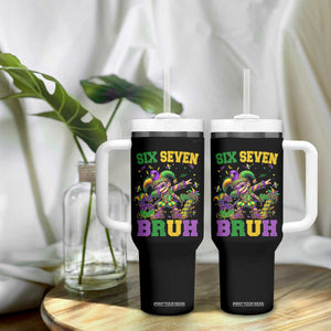 Funny 67 Mardi Gras Tumbler With Handle Six Seven Bruh Dabbing Jester TS11 Print Your Wear