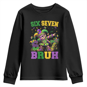 Funny 67 Mardi Gras Youth Sweatshirt Six Seven Bruh Dabbing Jester TS11 Black Print Your Wear
