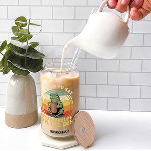 Funny I Have To Say Weird Stuff Or I'll Die Retro Frog Glass Can