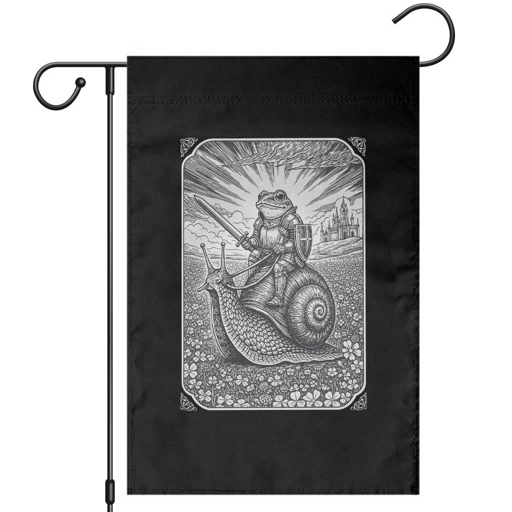 Funny Medieval Frog Knight Riding Weirdcore Snail Garden Flag