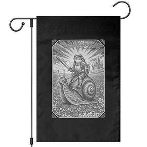 Funny Medieval Frog Knight Riding Weirdcore Snail Garden Flag