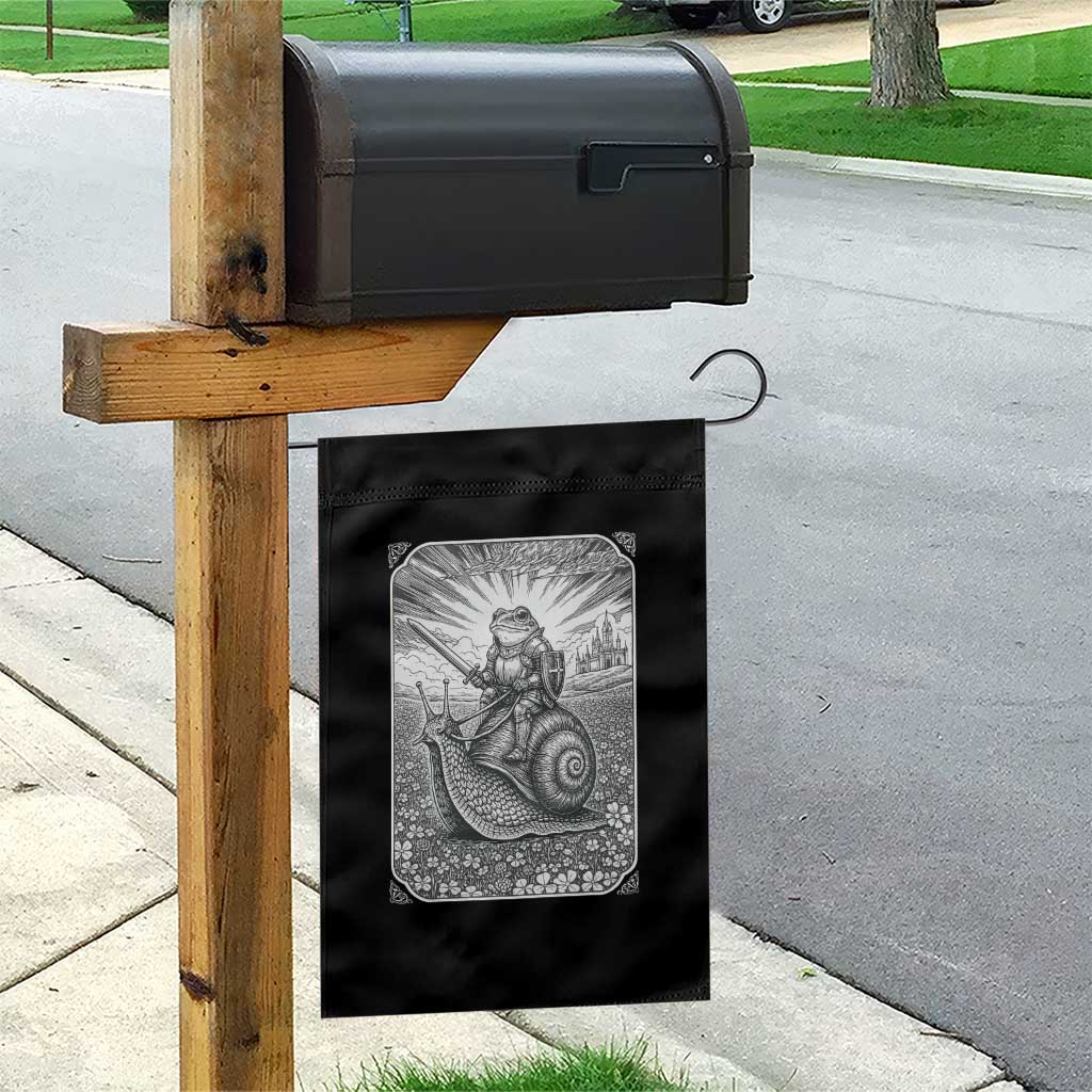 Funny Medieval Frog Knight Riding Weirdcore Snail Garden Flag