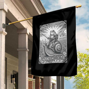 Funny Medieval Frog Knight Riding Weirdcore Snail Garden Flag