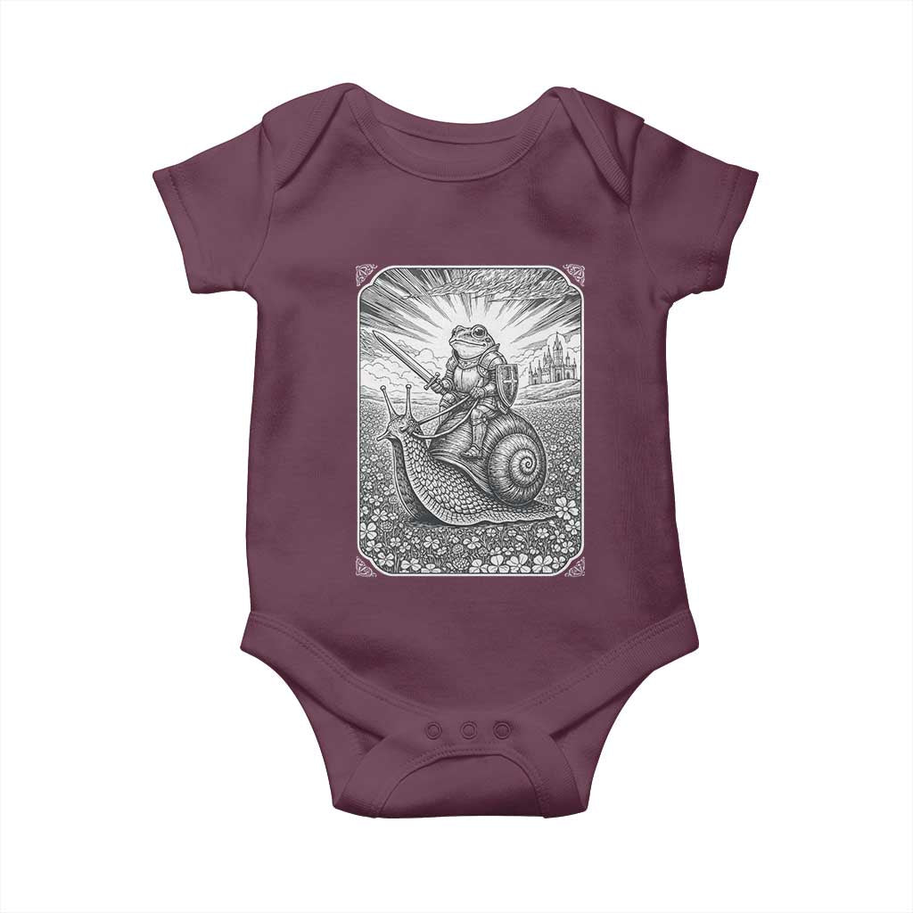 Funny Medieval Frog Knight Riding Weirdcore Snail Baby Onesie