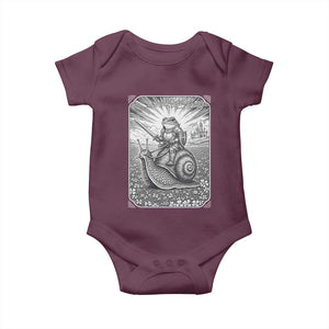 Funny Medieval Frog Knight Riding Weirdcore Snail Baby Onesie