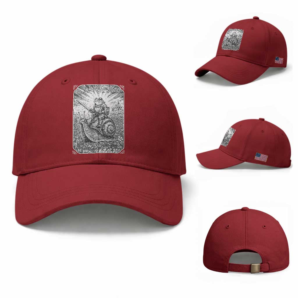 Funny Medieval Frog Knight Riding Weirdcore Snail Baseball Cap