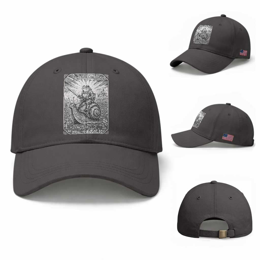 Funny Medieval Frog Knight Riding Weirdcore Snail Baseball Cap