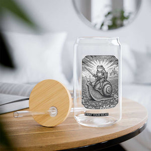 Funny Medieval Frog Knight Riding Weirdcore Snail Glass Can