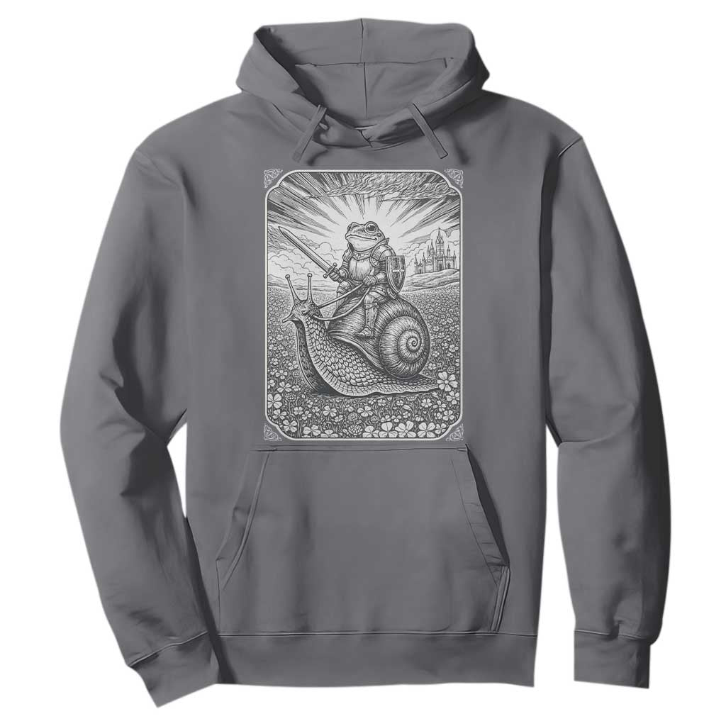 Funny Medieval Frog Knight Riding Weirdcore Snail Hoodie