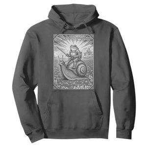 Funny Medieval Frog Knight Riding Weirdcore Snail Hoodie