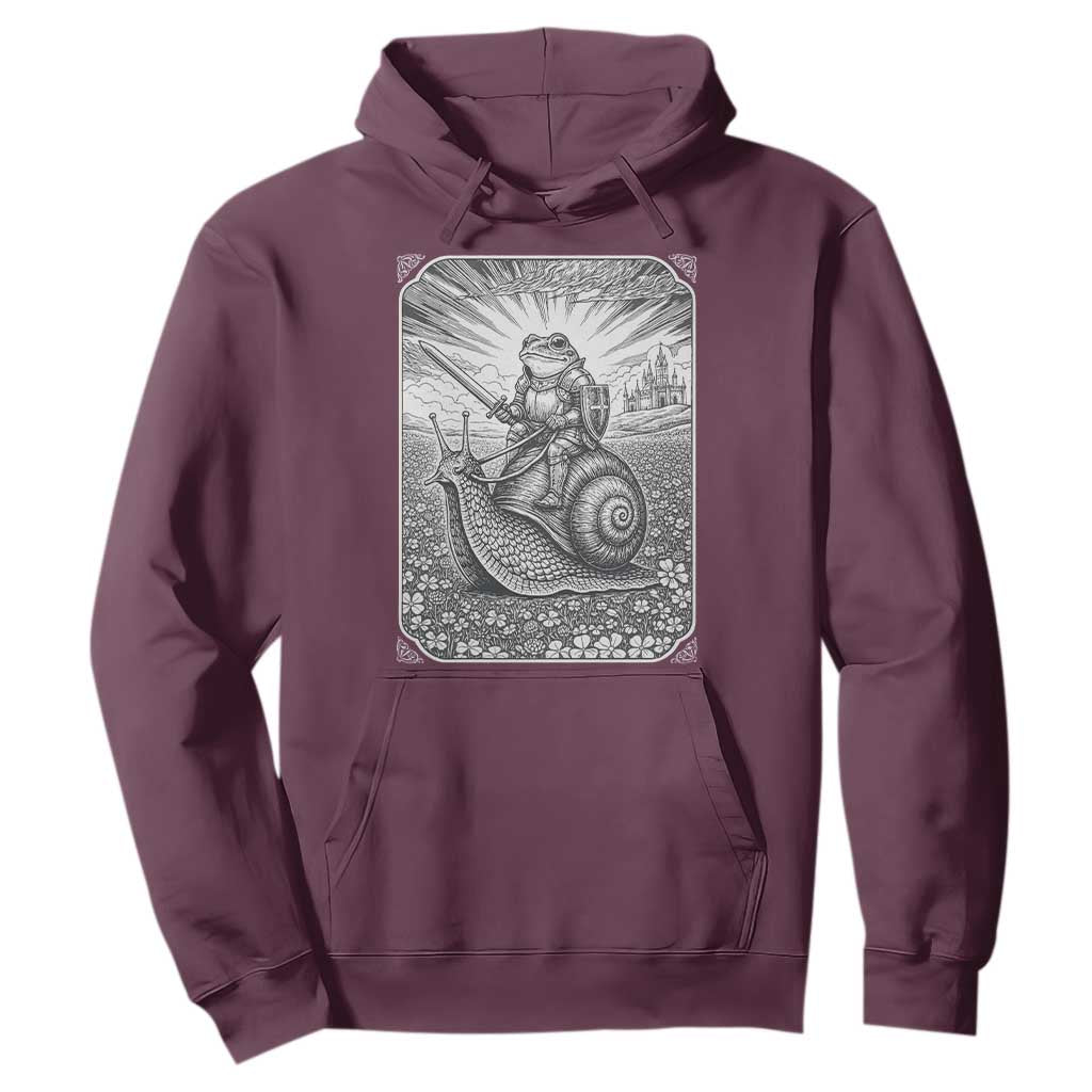 Funny Medieval Frog Knight Riding Weirdcore Snail Hoodie