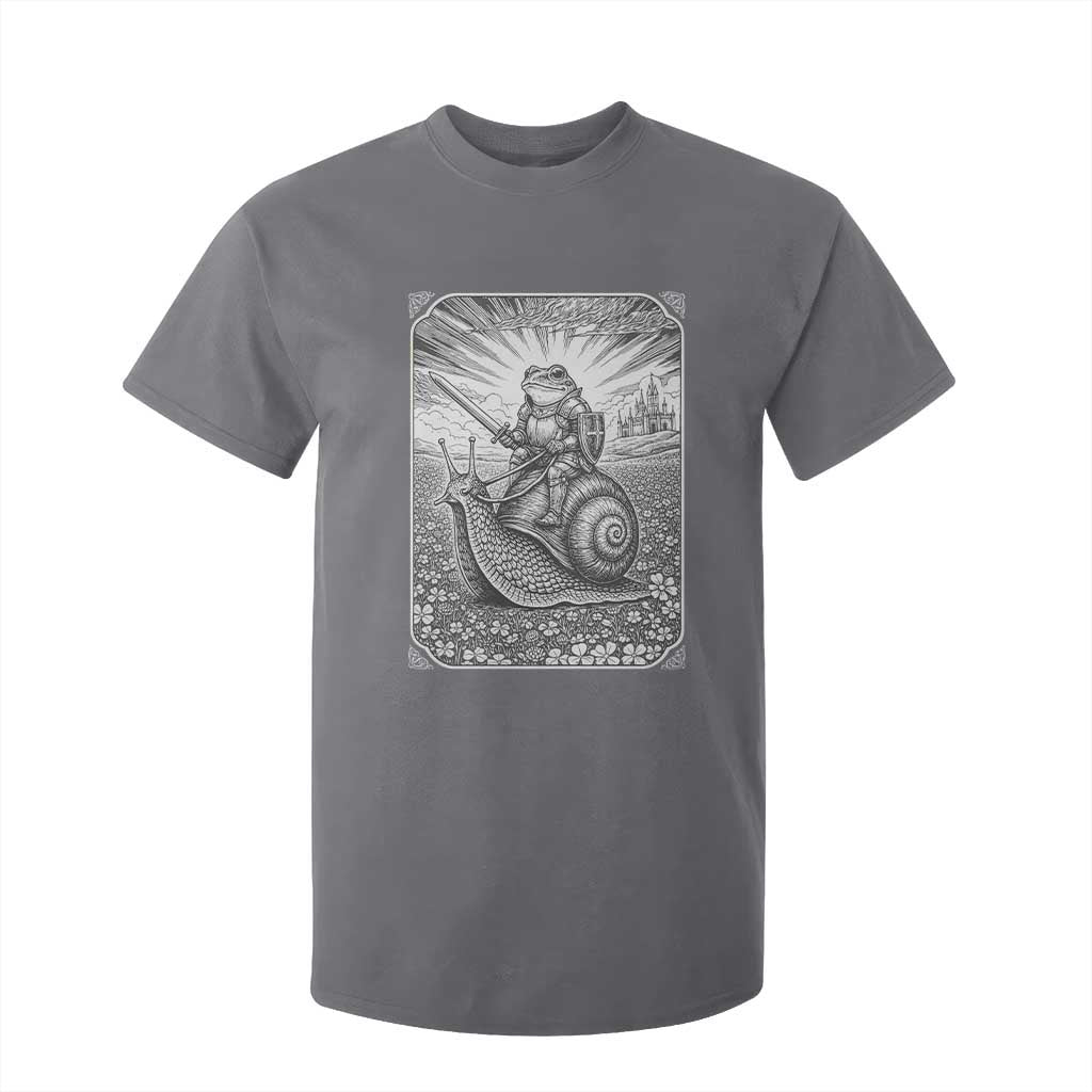 Funny Medieval Frog Knight Riding Weirdcore Snail T Shirt For Kid