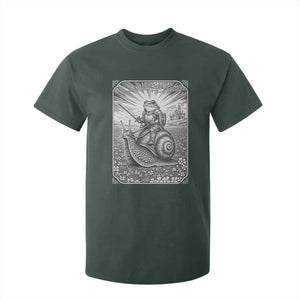 Funny Medieval Frog Knight Riding Weirdcore Snail T Shirt For Kid