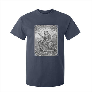 Funny Medieval Frog Knight Riding Weirdcore Snail T Shirt For Kid