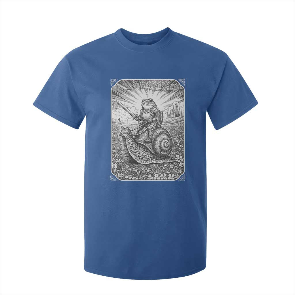 Funny Medieval Frog Knight Riding Weirdcore Snail T Shirt For Kid