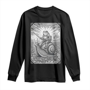Funny Medieval Frog Knight Riding Weirdcore Snail Long Sleeve Shirt