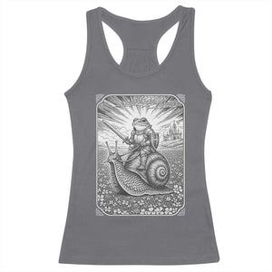 Funny Medieval Frog Knight Riding Weirdcore Snail Racerback Tank Top
