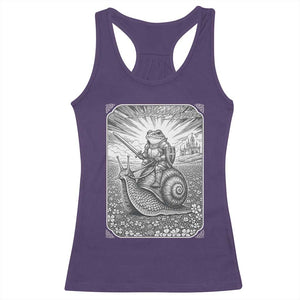 Funny Medieval Frog Knight Riding Weirdcore Snail Racerback Tank Top