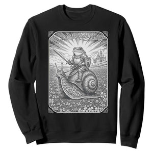 Funny Medieval Frog Knight Riding Weirdcore Snail Sweatshirt