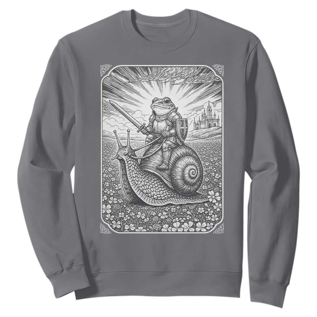 Funny Medieval Frog Knight Riding Weirdcore Snail Sweatshirt