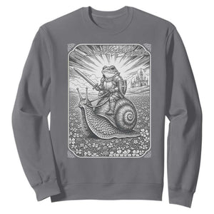 Funny Medieval Frog Knight Riding Weirdcore Snail Sweatshirt