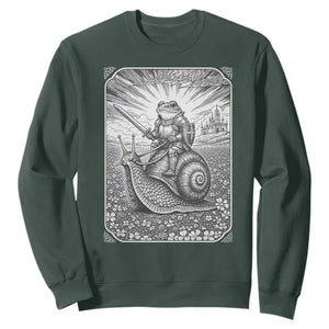 Funny Medieval Frog Knight Riding Weirdcore Snail Sweatshirt