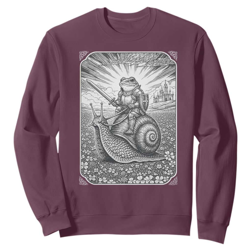 Funny Medieval Frog Knight Riding Weirdcore Snail Sweatshirt