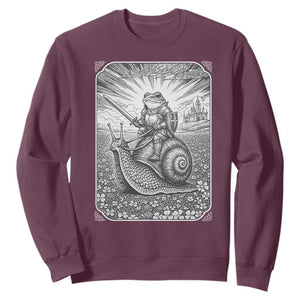 Funny Medieval Frog Knight Riding Weirdcore Snail Sweatshirt