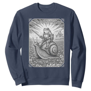 Funny Medieval Frog Knight Riding Weirdcore Snail Sweatshirt