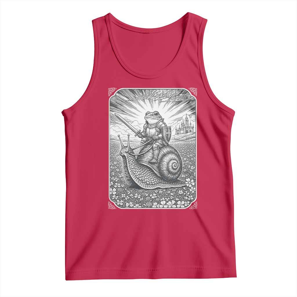 Funny Medieval Frog Knight Riding Weirdcore Snail Tank Top