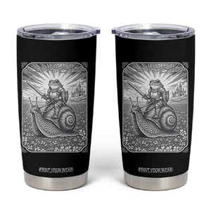 Funny Medieval Frog Knight Riding Weirdcore Snail Tumbler Cup