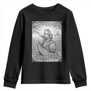 Funny Medieval Frog Knight Riding Weirdcore Snail Youth Sweatshirt