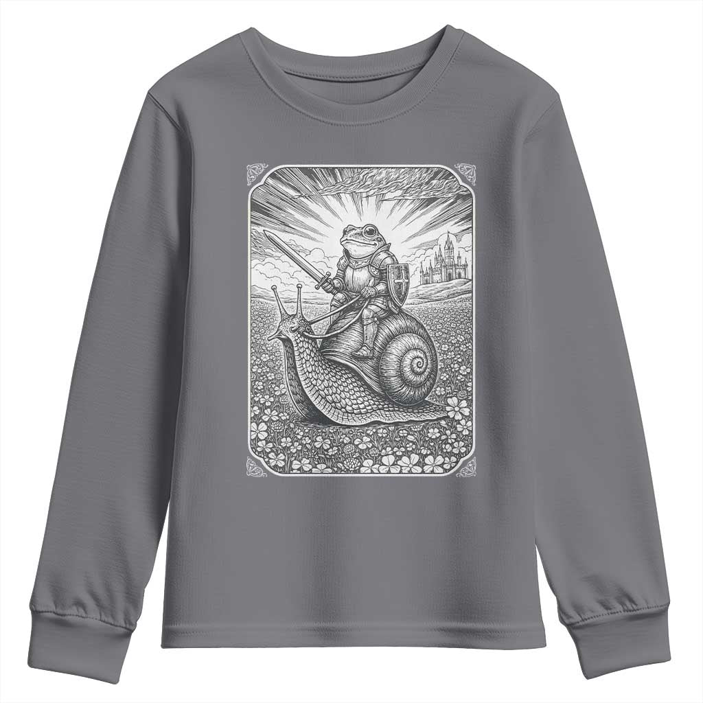 Funny Medieval Frog Knight Riding Weirdcore Snail Youth Sweatshirt