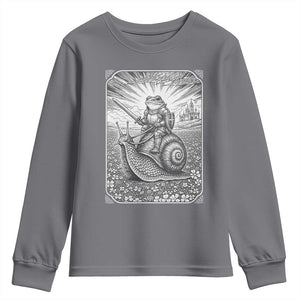 Funny Medieval Frog Knight Riding Weirdcore Snail Youth Sweatshirt