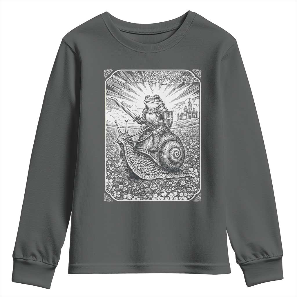 Funny Medieval Frog Knight Riding Weirdcore Snail Youth Sweatshirt