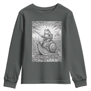 Funny Medieval Frog Knight Riding Weirdcore Snail Youth Sweatshirt