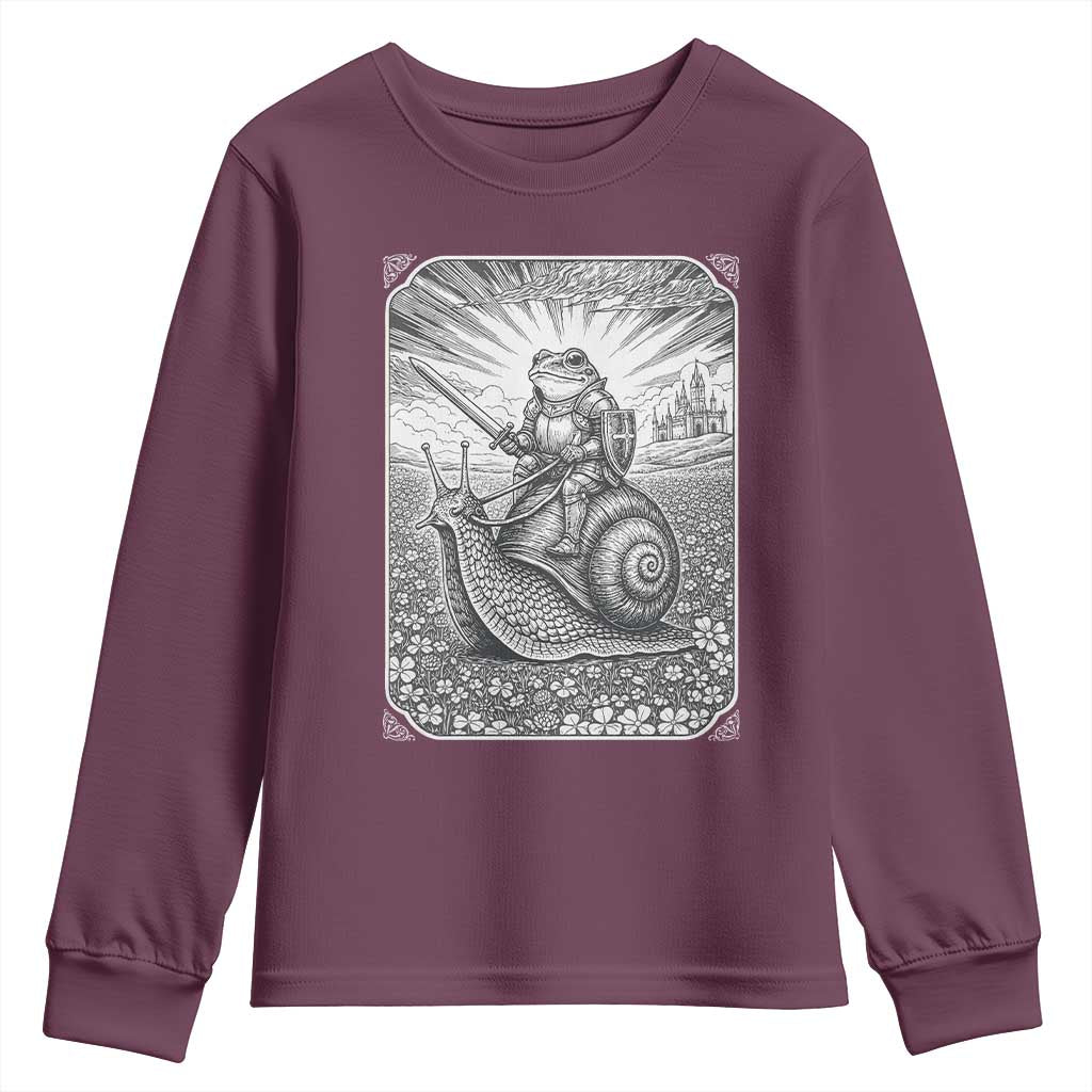 Funny Medieval Frog Knight Riding Weirdcore Snail Youth Sweatshirt