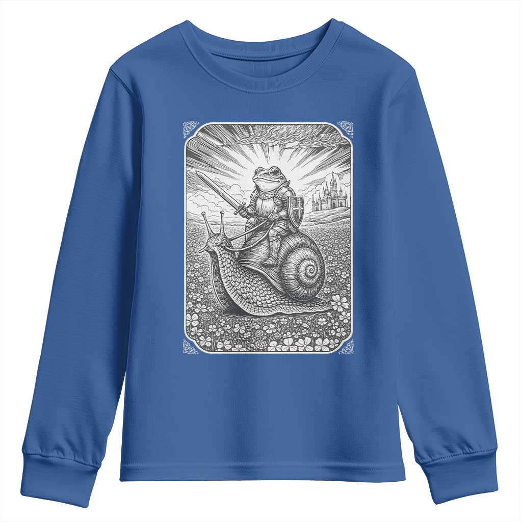 Funny Medieval Frog Knight Riding Weirdcore Snail Youth Sweatshirt
